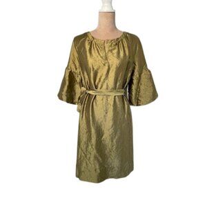 Talbots NWT Silk Crinkled Puff Sleeve Bronze Cocktail Dress Small